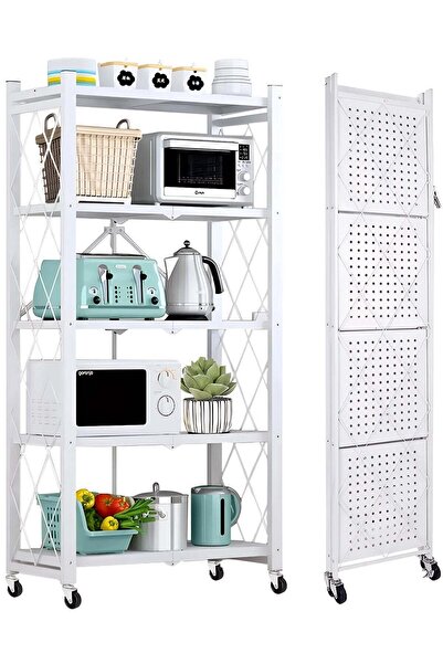 TOSHIONICS 5 Tier Heavy Duty Storage Rack Foldable Kitchen Shelf Garage Home ...