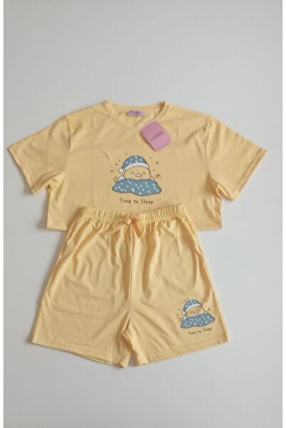 CALİMERA Women's Short Sleeve Shorts Pajama Set Cotton Combed Cotton