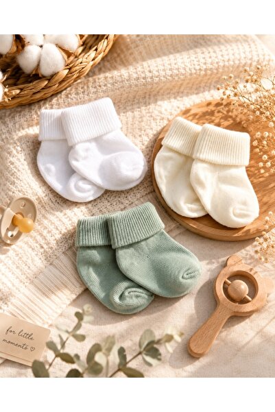 Pure Boutique Комплект от 3 чифта бебешки чорапи в цвят градински чай, бял и ...