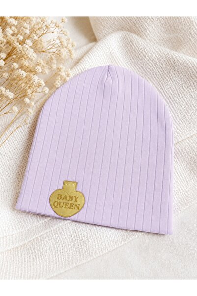 Pure Boutique Caciulita bebe lila din bumbac cu aplicatie Baby Queen pentru f...
