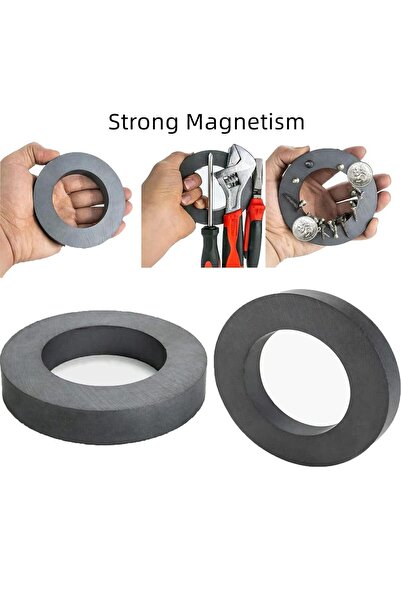 Hdg 4 adet Halka Mıknatıs, 70x32x10 Ferrit Kömür Halka Seramik Mıknatıs Magnet Dekoratif Magnet