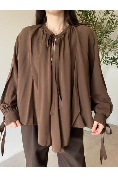 Bade Butik Coffee-Colored Oversized Shirt