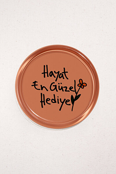 Paşabahçe "Life Is the Best Gift" Coasters Salmon, Set, Tableware Accessory