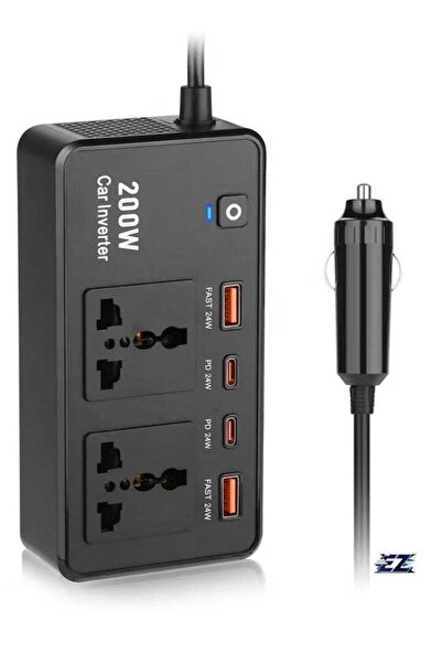 ELTRAZONE 200W Car Inverter 12V DC to 220V AC Power Adapter – Includes 2 USB-...