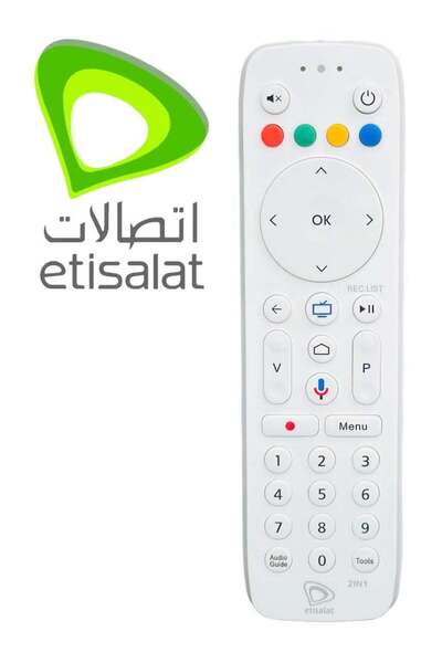 etisalat جهاز استقبال للتحكم عن بعد مع وظيفة صوتية، بطاريتان، توافق عالمي، سه...