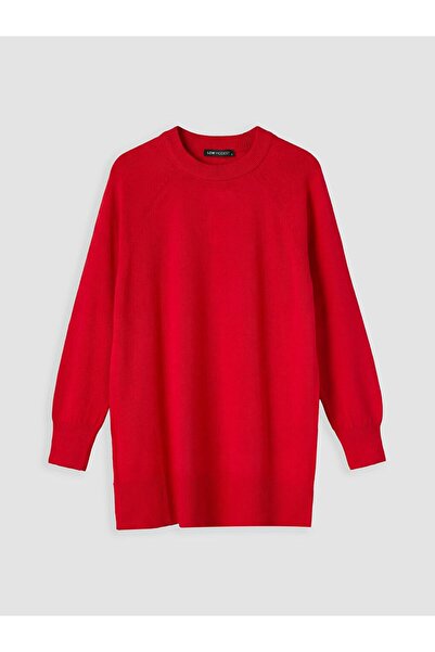 LC Waikiki Lcw Modest Red Crew Neck Women's Knitwear Tunic