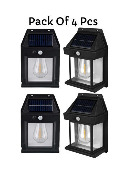 ELTRAZONE Pack Of 4 Pcs Solar Outdoor Motion Sensor Security Lights, 3 Modes,...