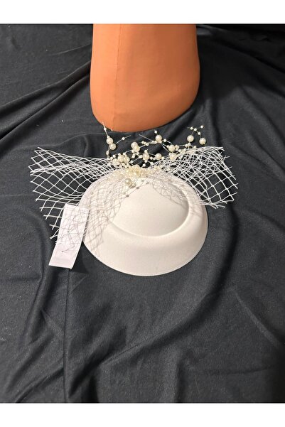 bba new trend Nikah Şapkası Beyaz Fascinator El Yapımı Vualet Nikah Şapkası Ş...