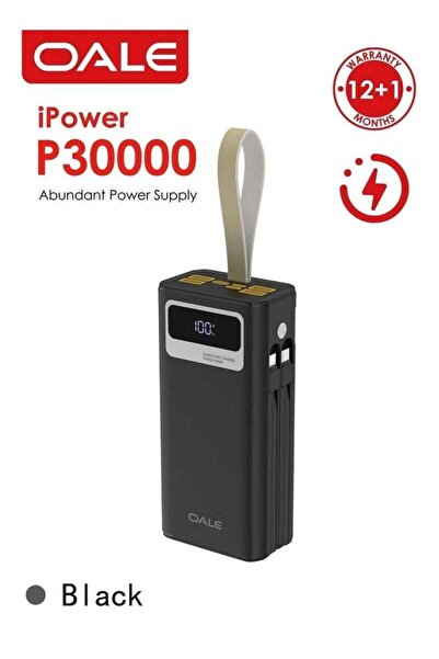 OALE iPower P30000 Power Bank with 2 cables – 22.5W Fast Charging, 4 USB &1 T...