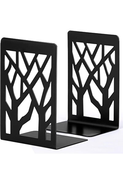 Arabest Heavy-Duty Metal Bookends,1 Pair Black Decorative Book Stoppers for S...
