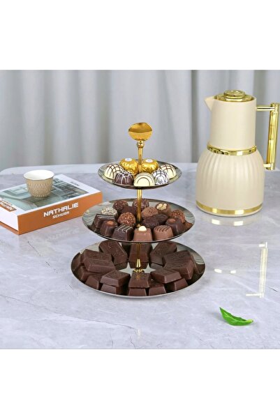 Al Hadaya Mall Modern Design Steel Jewelry Box - Silver Gold - 25X25X30 cm