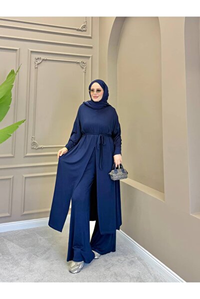 ALLİNOFFİCİAL Double Basic Cotton Viscose Set Navy Blue