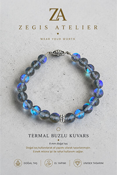 Zegisatelier 8 mm Buzlu Kuvars Doğal Taş Bileklik