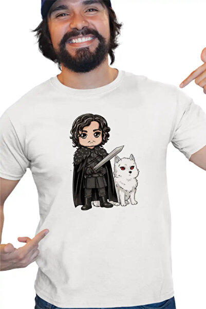 OEM Tricou Barbati Game of Thrones Jon Snow Ghost Wolf
