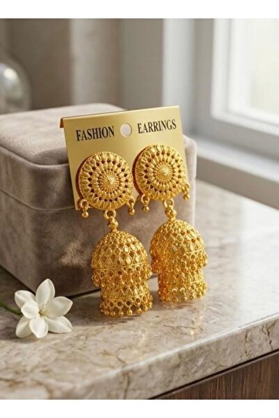 FASHION Elegant Ethnic Golden Jhumka Earrings – Traditional Matt Gold Plated ...