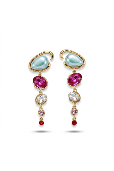 h&b design jewel Steel Colored Jewelled Earrings