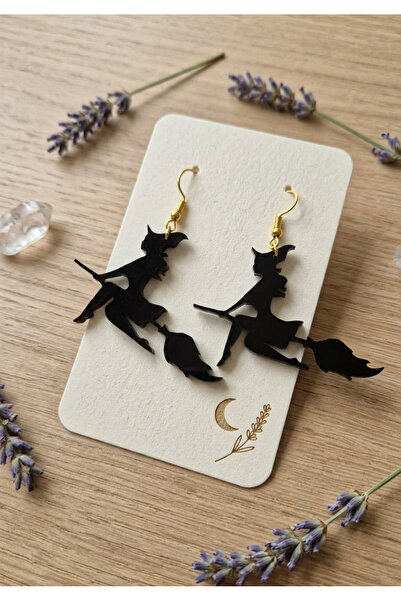 Kanem3D Halloween Cute Witch Earrings - Laser Cut Black Plexi Halloween Jewel...