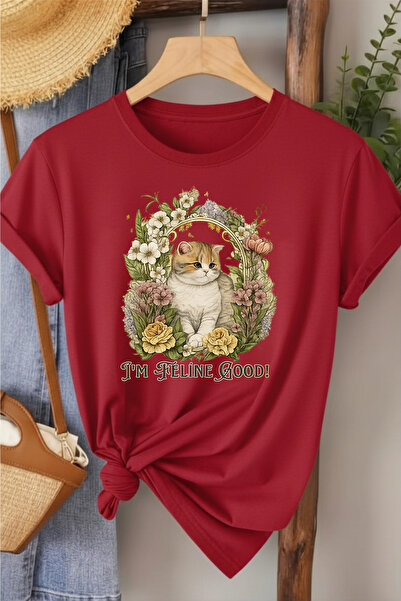 l'eivor I' m Feline Good Cat Printed Women's Cotton T-Shirt