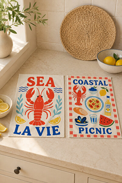 milroma Sea La Vie Lobster Coastal Picnic Marine Mediterranean Patterned Mode...
