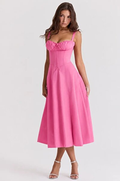 Cool & Sexy Double Atlas Fabric Stylish Midi Dress