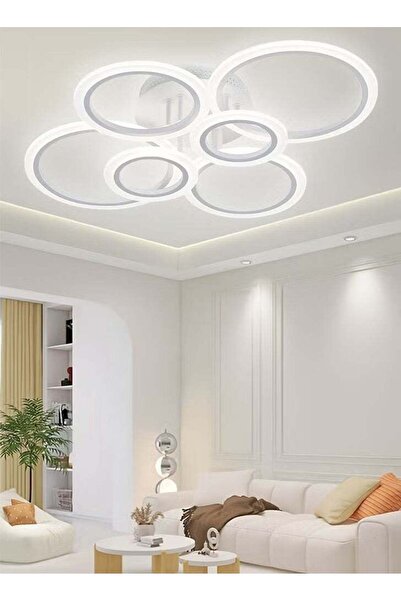 WALALLA 6-Ring LED Flush Mount Ceiling Light, 31 inch Dimmable 75W, Remote Co...