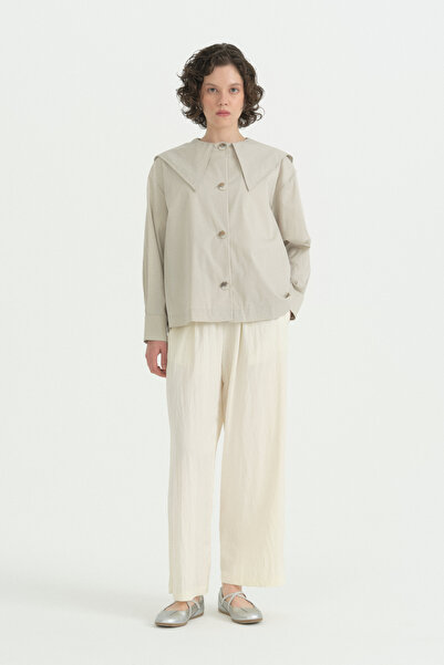 Nihan Sailor Collar Cotton Jacket - Stone