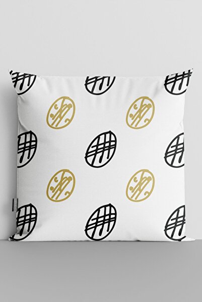 TicaretJet Abstract Shapes Double Sided Digital Printed Pillow Throw Pillow C...