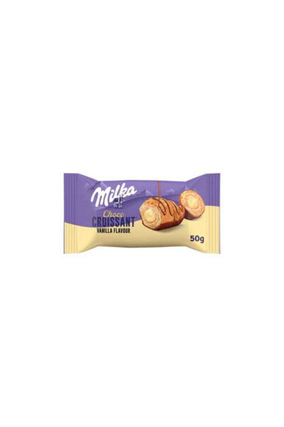 Milka Croissant cu vanilie, 50g, glazura de ciocolata