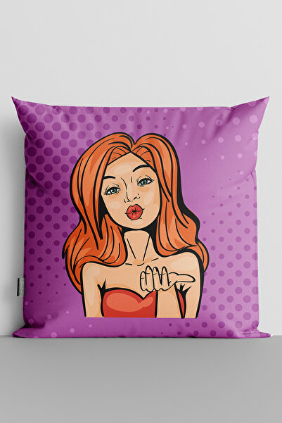 TicaretJet غطاء وسادة مطبوع رقميًا على الوجهين للنساء من Popart - 102