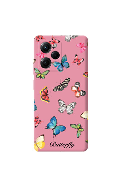 Other Xiaomi Poco X5 Pro Mixed Butterflys Pink Colored Silicone TPU Θήκη
