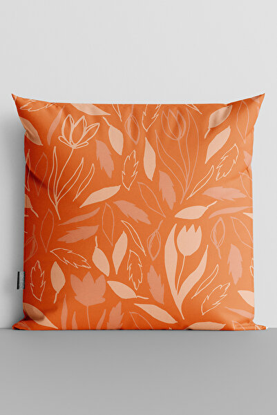 TicaretJet Abstract Flowers and Leaves Double Side Digital Printed Throw Pill...