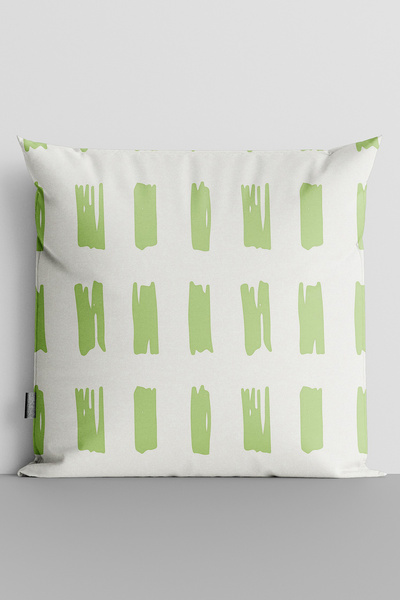 TicaretJet Green Label Rectangles Double Sided Digital Printed Throw Pillow C...