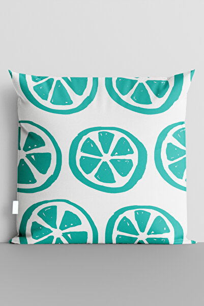 TicaretJet Turquoise Fruit Slices Double-Sided Digital Printed Pillow Cushion...