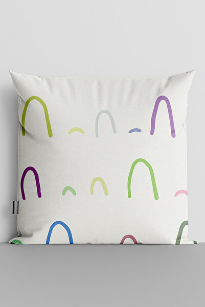 TicaretJet Colorful Abstract Shapes Double Sided Digital Printed Throw Pillow...