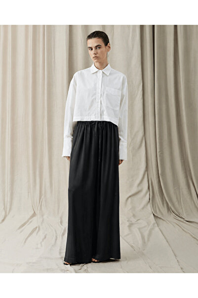 Aybikestil Parlak Wide Leg Bol Pantolon Siyah