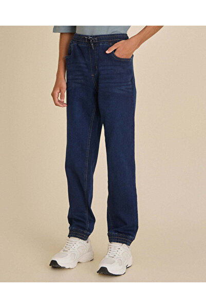 REDTAG Senior Boys Navy Distressed Denim Joggers
