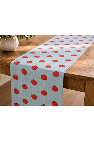 megi concept Dijital Baskılı Domates Desenli Masa Runner 40x140 cm Pötikare D...