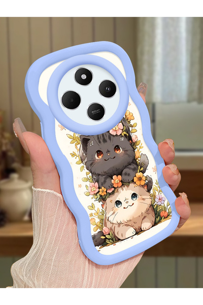 Hontinga Redmi 14C Compatible Case Camera Protector Blue Silicone Couple Phon...