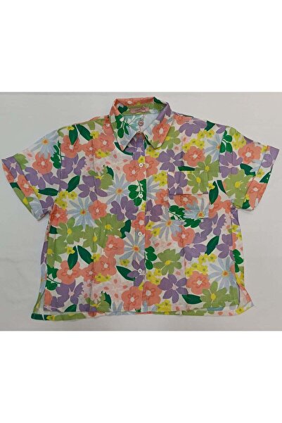 Generic Women's Floral Print Short Sleeve Button-Up Shirt, Light Multicolour,...