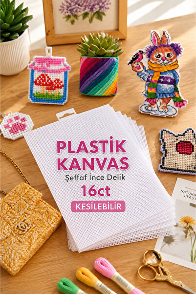 Liva Craft Art&Craft Plastik Kanvas Şeffaf İnce Delikli Kesilebilir Plastik E...
