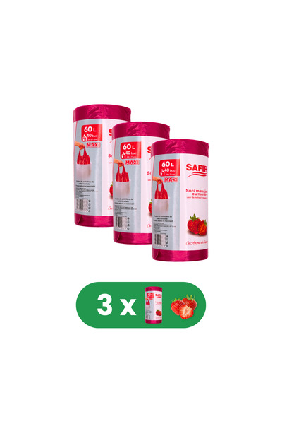 SAFİR Set de 3 genți Role Menajeri de 60L cu mâner, 40 bucăți/rolă, cu parfum...