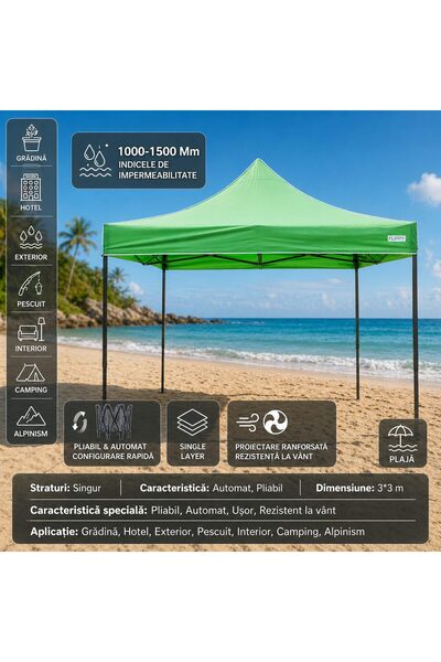 bzstore Cort pavilion pliabil 3x3m, Cadru metalic pliabil