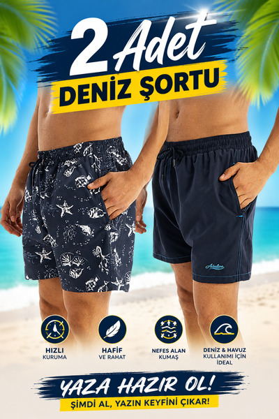 Adesline Erkek Deniz Şortu 3 Cep'li ve Astarlı