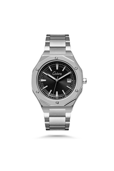 catera Men's Watch with Silver Steel Strap and White Dial