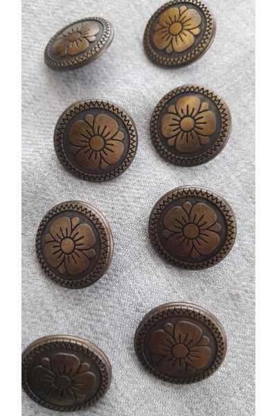 ILCARE ƎE ANTIK SARI METAL DÜĞME 18 mm 8 Adet
