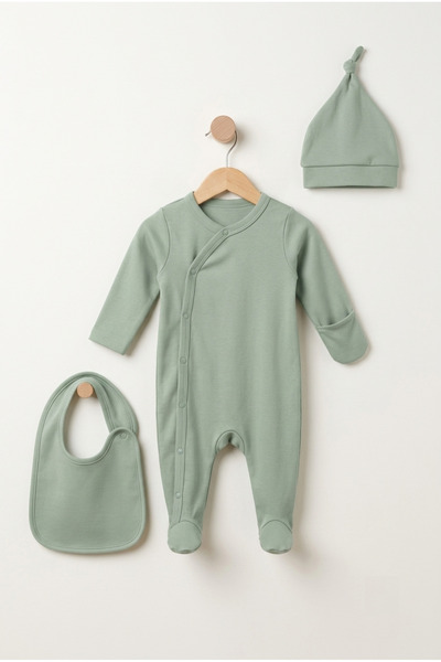 Kuarks Newborn 100% Cotton Premium 3-Piece Hospital Discharge Set (Overalls, ...