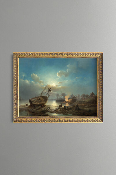 epiqart العمل في الليل في اللاندشيب - لوحة بتصميم عتيق - نموذج نحيف