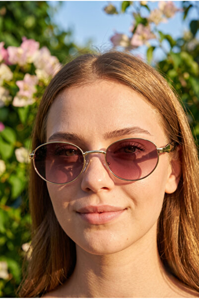 MONAL Pery Mor Sunglasses Oval Gold Frame Purple Organic Glass 50 Ekartman