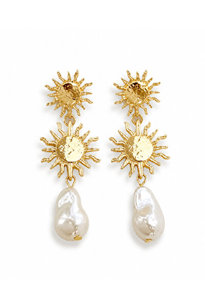 Venus Design Steel Sun Pearl Earrings