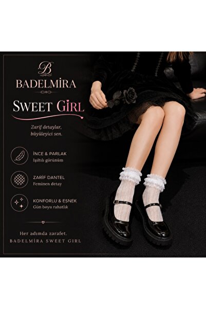 BADELMİRA Γυναικείες κάλτσες Sweet Girl με δαντέλα και λεπτομέρειες |   Λεπτό...